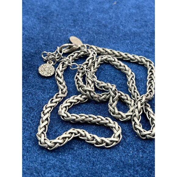 Vintage Silver Plated Braided Chain Necklace With Floral Charm Premier Design - Picture 1 of 5